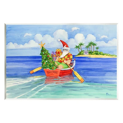 Stupell Industries Santa's Delivery Tropical Christmas Boat Wall Plaque Art