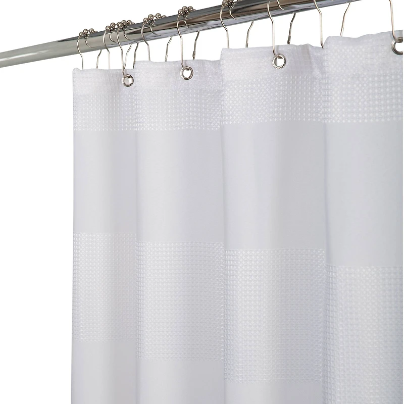 Elle Décor White Jacquard Weave Shower Curtain