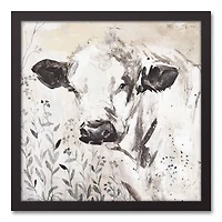 Painterly Cow 17.73" x 17.73" Black Framed Canvas