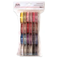 Gwen Studios 3/8" x 2yd. Sheer & Metallic Holiday Ribbon Pack, 24ct.