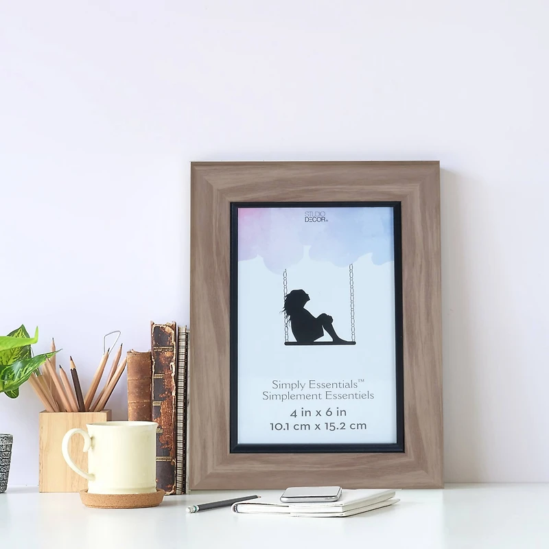 Simply Essentials™ 4" x 6" Brown with Black Edge Frame by Studio Décor®