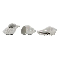 White Porcelain Coastal Seashell Sculpture Set