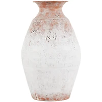 18" Copper Metal Distressed Textured Vase with Terra Cotta Accents