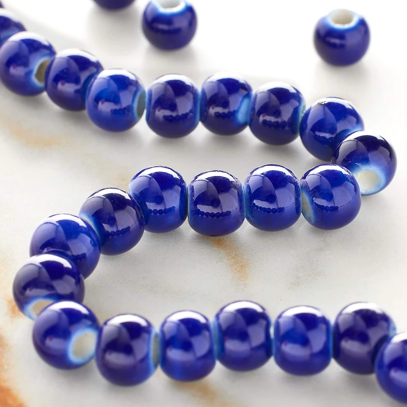 Sapphire Ceramic Round Beads, 6mm by Bead Landing™