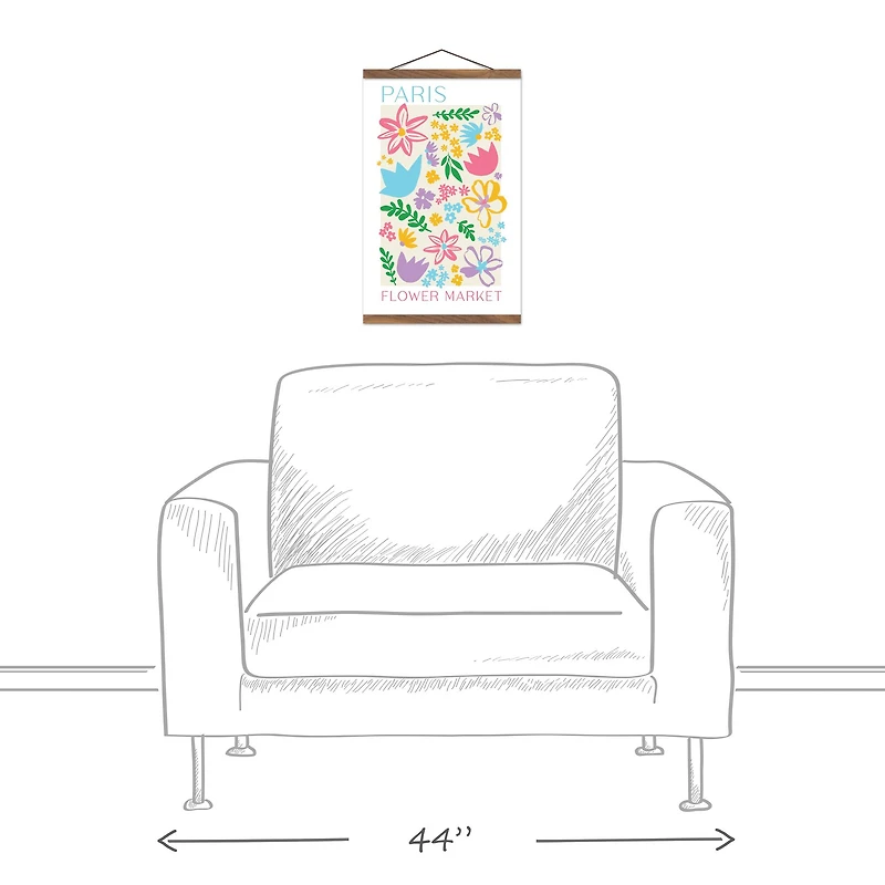 Paris Flower Market 12" x 18" Teak Hanging Canvas