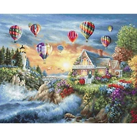 Luca-s Balloons Over Sunset Cove Counted Cross Stitch Kit