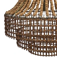 Hello Honey® 23.5" Metal, Rattan and Wood Bead Chandelier