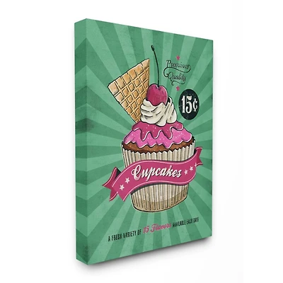 Stupell Industries Cupcakes Vintage Comic Book Canvas Wall Art
