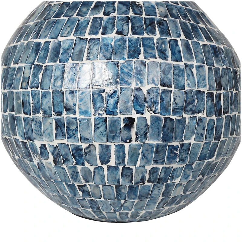 14" Blue Mother of Pearl Handmade Mosaic Inspired Vase