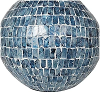 14" Blue Mother of Pearl Handmade Mosaic Inspired Vase