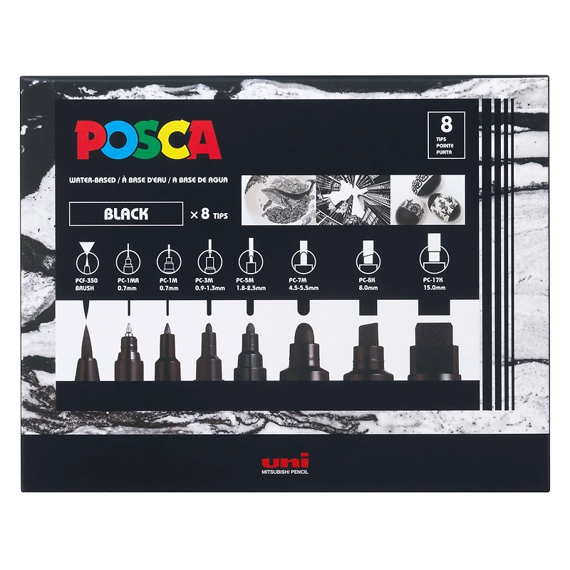 POSCA All Black Paint Marker Set