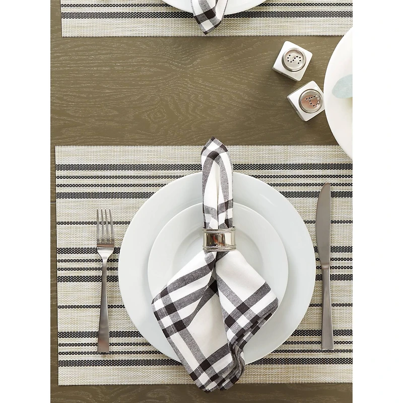 DII® Black Farmhouse Stripe PVC Woven Placemats, 6ct.