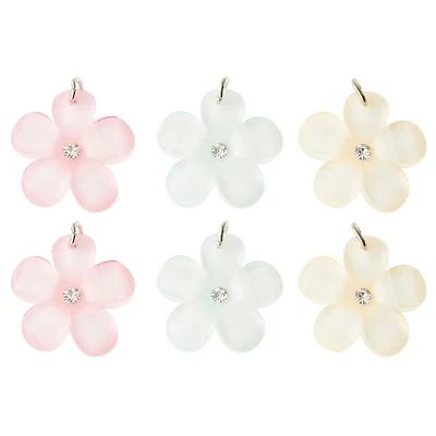 12 Packs: 6 ct. (72 total) Charmalong™ Rhodium Flower Charms by Bead Landing™
