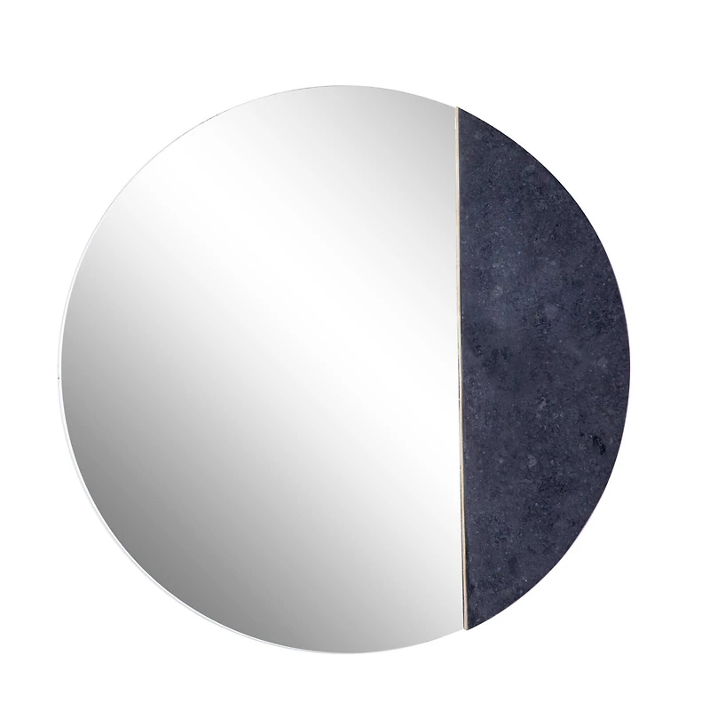 28" Black Contemporary Marble Wall Mirror