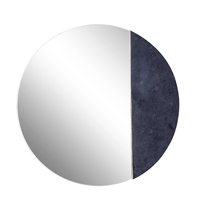 28" Black Contemporary Marble Wall Mirror