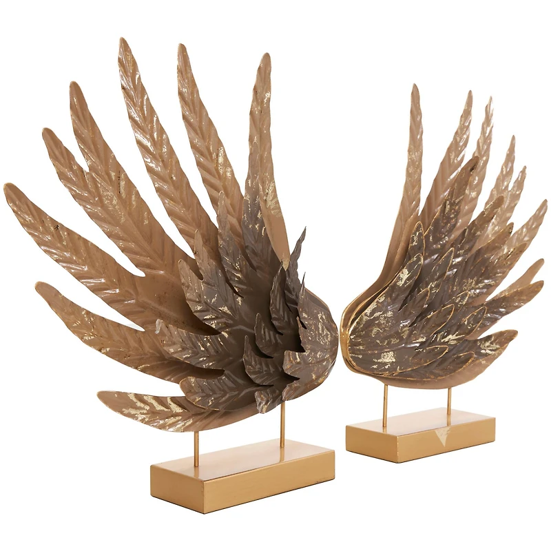 18" Gold Bird Wing Tabletop Sculpture Set