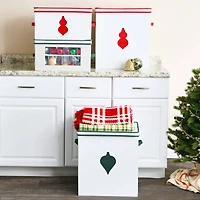 Household Essentials Red & White Ornament Storage Box