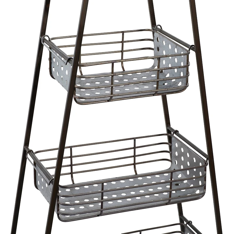 Farmhouse Black Metallic 4-Tier Storage Rack