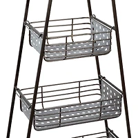 Farmhouse Black Metallic 4-Tier Storage Rack