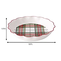 10" Green & Red Plaid Ceramic Pie Dish by Ashland®