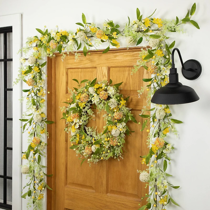 5ft. Yellow Berry & Thistle Floral Spring Garland
