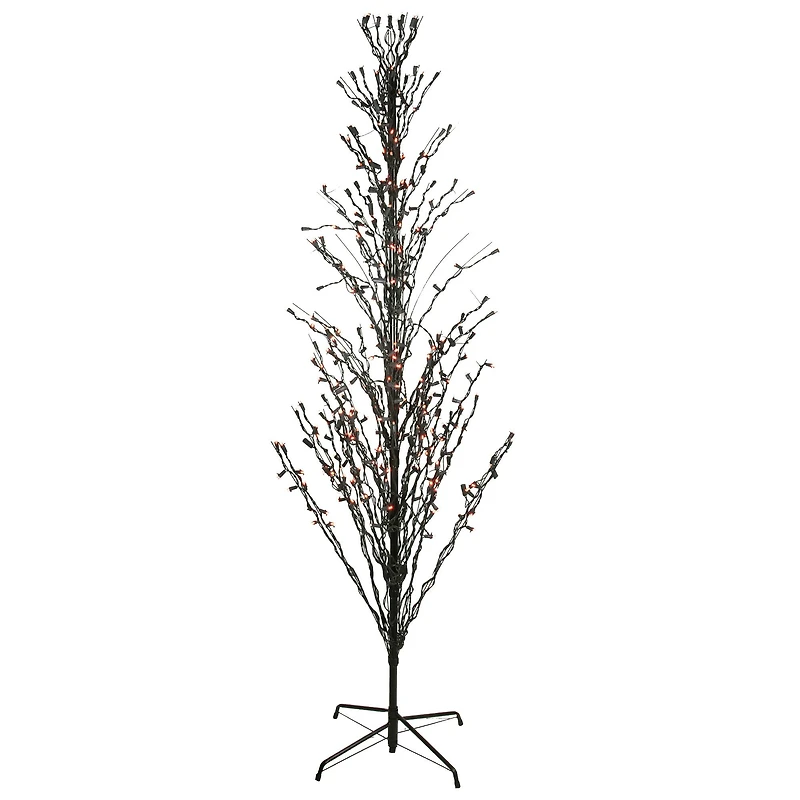 4ft. Pre-Lit Black Cascade Outdoor Halloween Twig Tree
