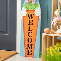 Glitzhome® 42" Easter Wooden Bunny Welcome Porch Sign