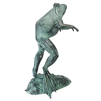 Design Toscano Giant Jumping, Spitting, Leaping Frog Bronze Garden Statue