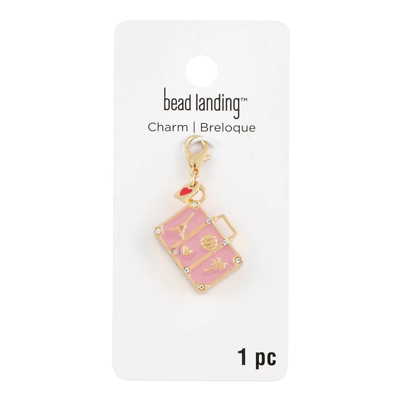 Pink Suitcase Charm by Bead Landing™