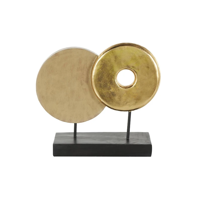 13" Gold Geometric Sculpture with Black Rectangular Base