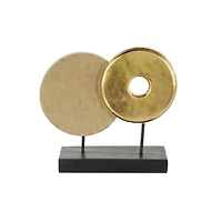 13" Gold Geometric Sculpture with Black Rectangular Base