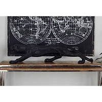42" Black Polystone Glam Leopard Sculpture