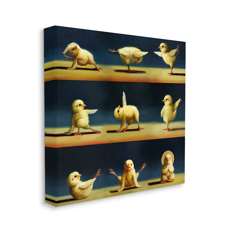 Stupell Industries Yoga Chicks Stretching Farm Animals Funny Exercise Painting Canvas Wall Art