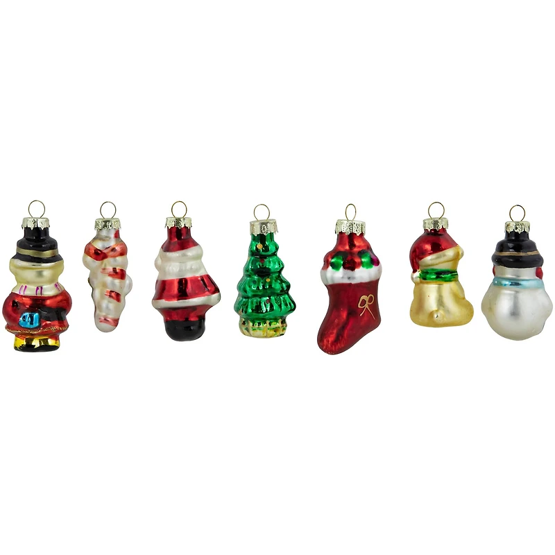 Set of 20 Holiday Figurines Glass Christmas Ornaments 1.75"