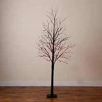 7ft. Pre-Lit Halloween Black Twig Artificial Tree with 390 Orange & Purple LED Lights