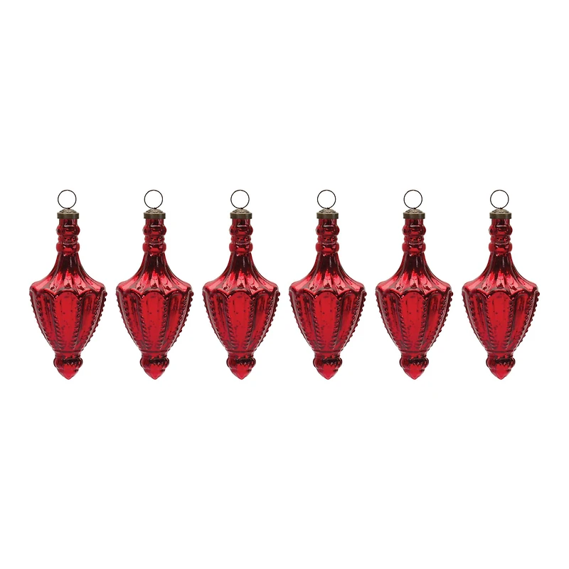 4ct. Red Mercury Glass Finial Drop Ornament