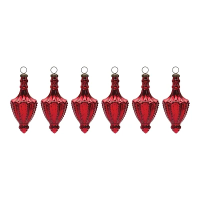 4ct. Red Mercury Glass Finial Drop Ornament