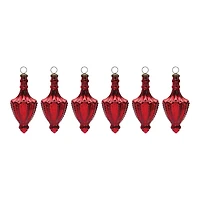 4ct. Red Mercury Glass Finial Drop Ornament