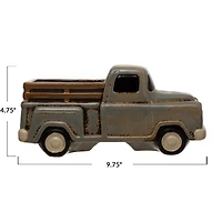 Hello Honey® 10" Gray Stoneware Truck Container