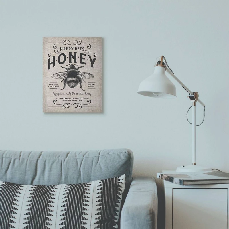 Stupell Industries Honey Bee Rustic Farm Canvas Wall Art