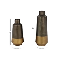 The Novogratz Set of 2 Dark Grey Metal Rustic Vase, 20", 15"