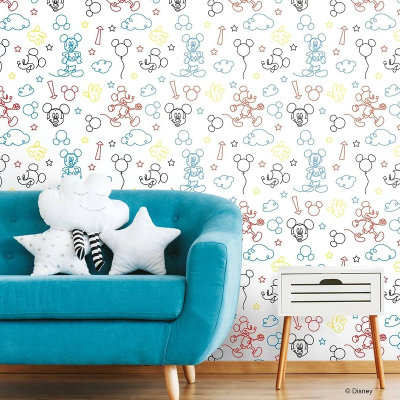 RoomMates Disney® Mickey Mouse Line Art Peel & Stick Wallpaper