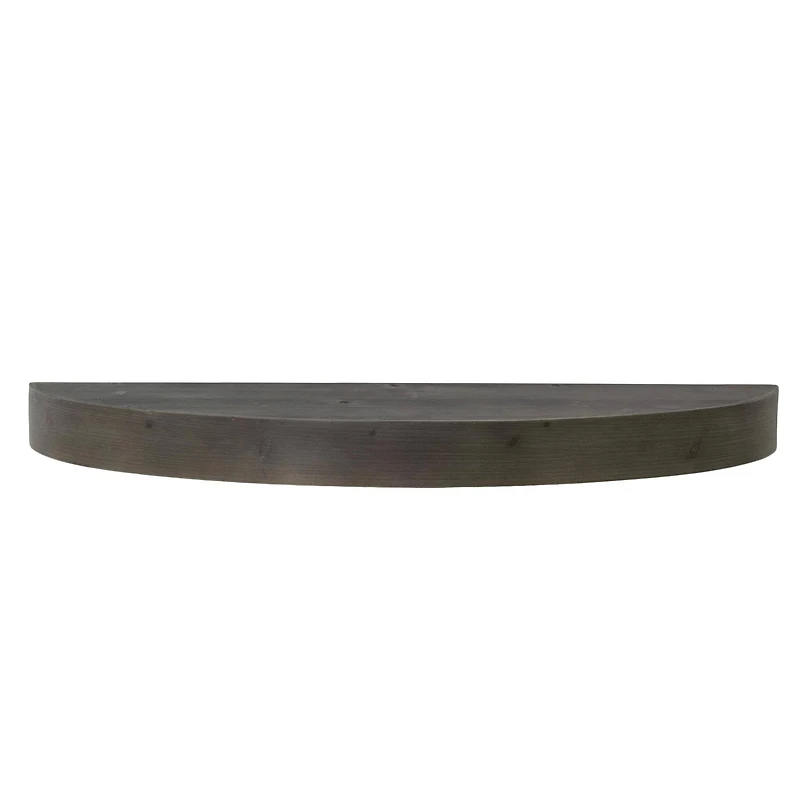 Black Round Wood Floating Wall Shelf