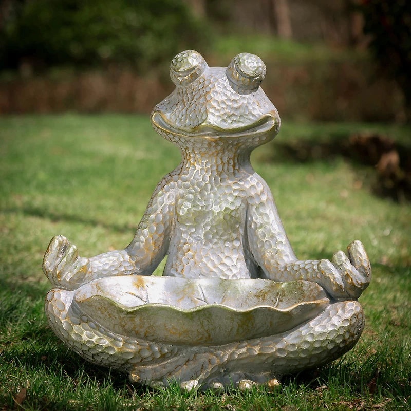 Glitzhome® 14" Bronze Yoga Frog Statue