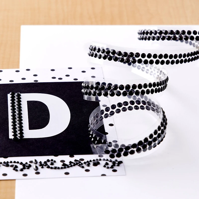 Recollections™ Adhesive Rhinestones, Black Flourish Borders