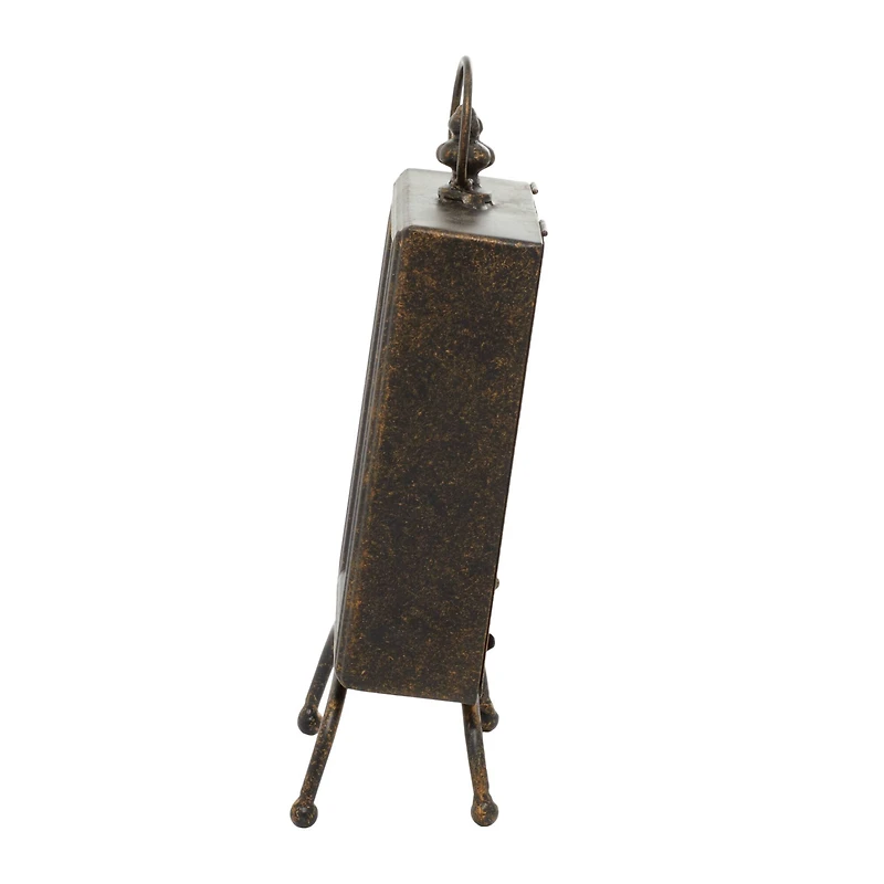 Brass Metal Rustic Clock, 14" x 8" x 4"