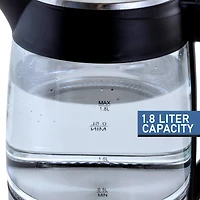 MegaChef 1.8L Glass Body & Stainless Steel Electric Tea Kettle