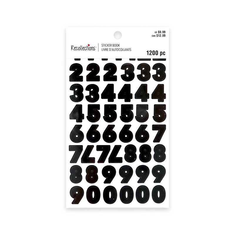 Black, Gold, Silver & White Block Number Stickers by Recollections™