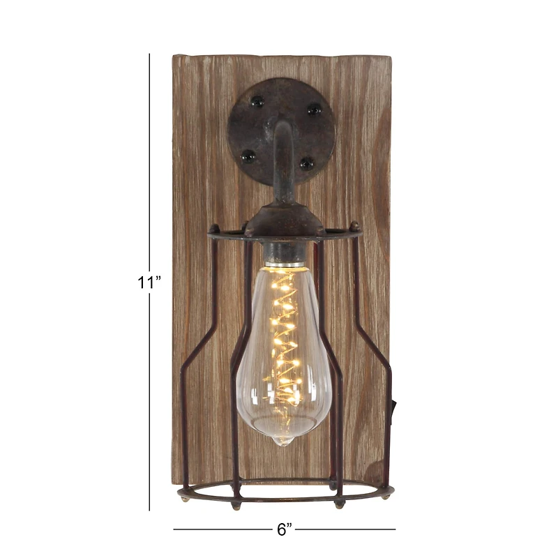 11" Brown Iron Industrial LED Wall Sconce