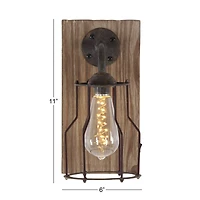 11" Brown Iron Industrial LED Wall Sconce